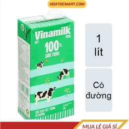 Sữa tươi tiệt trùng  Vinamilk 100% Sữa tươi hộp 1 lít - Hỏa Tốc Mart