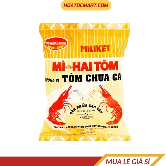 Thùng 30 gói mì Hai Tôm Miliket tôm chua cay 75g