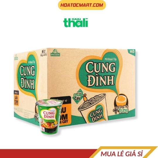 Thùng 24 ly mì khoai tây Cung Đình lẩu tôm chua cay 65g
