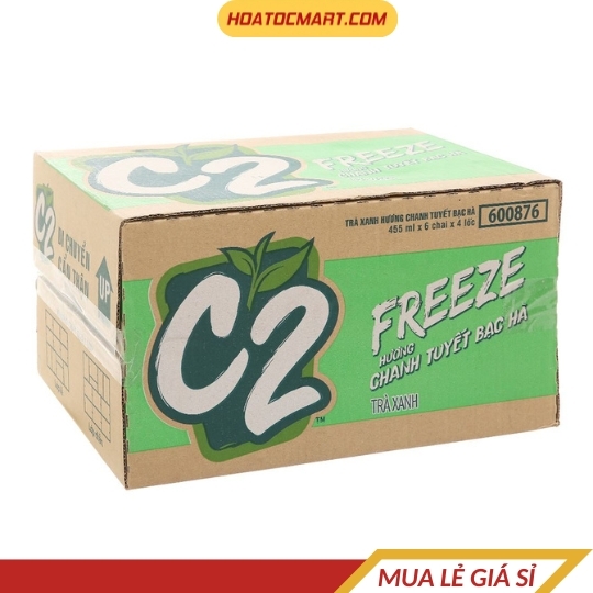 Trà xanh hương chanh tuyết bạc hà C2 Freeze chai 455ml