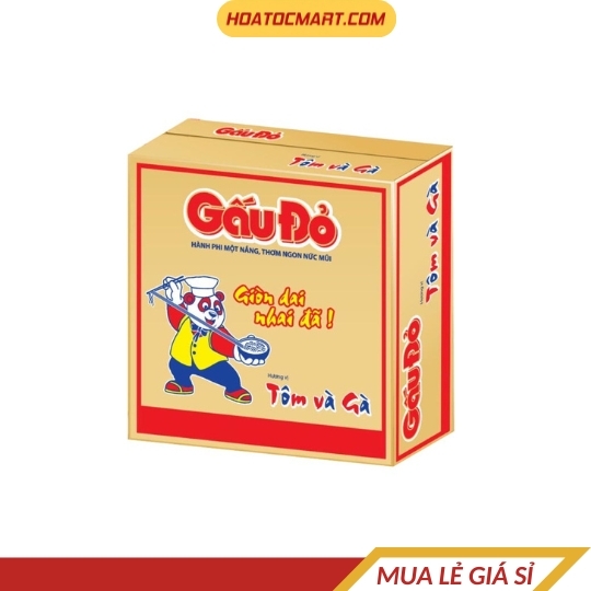 Thùng 30 gói mì Gấu Đỏ tôm và gà 63g