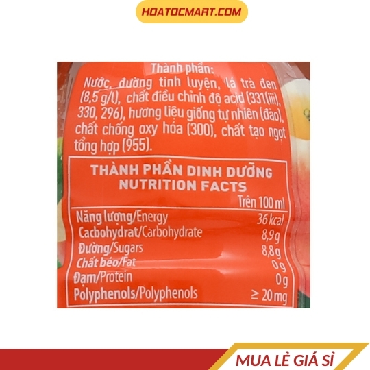 Trà đen C2 hương đào 225ml