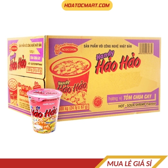 Thùng 24 ly mì Handy Hảo Hảo tôm chua cay 67g  Acecook