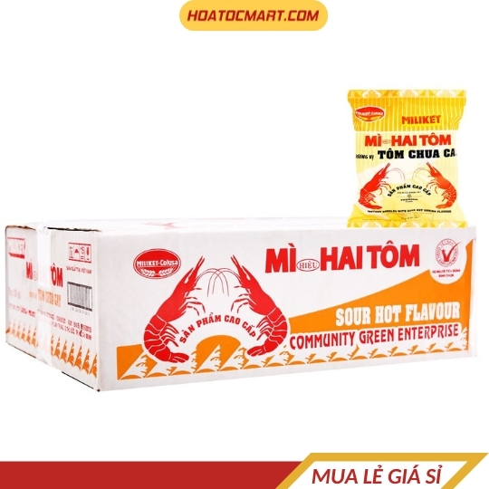 Thùng 30 gói mì Hai Tôm Miliket tôm chua cay 75g