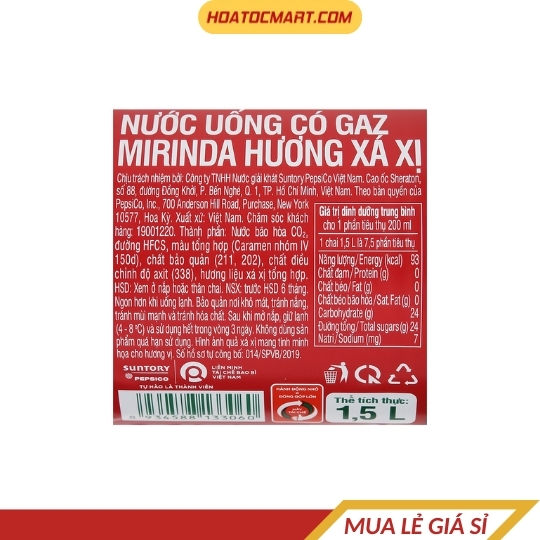Chai nước ngọt Mirinda hương xá xị 1.5 lít