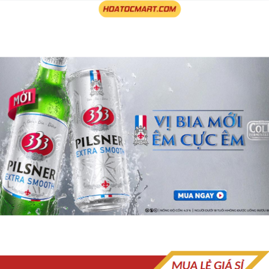 Bia 333 Pilsner Extra Smooth lon 330ml - Hỏa Tốc Mart