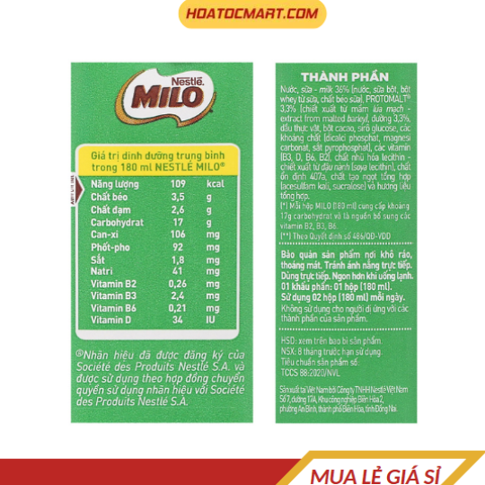 Sữa lúa mạch Milo 180ml - Hỏa Tốc Mart